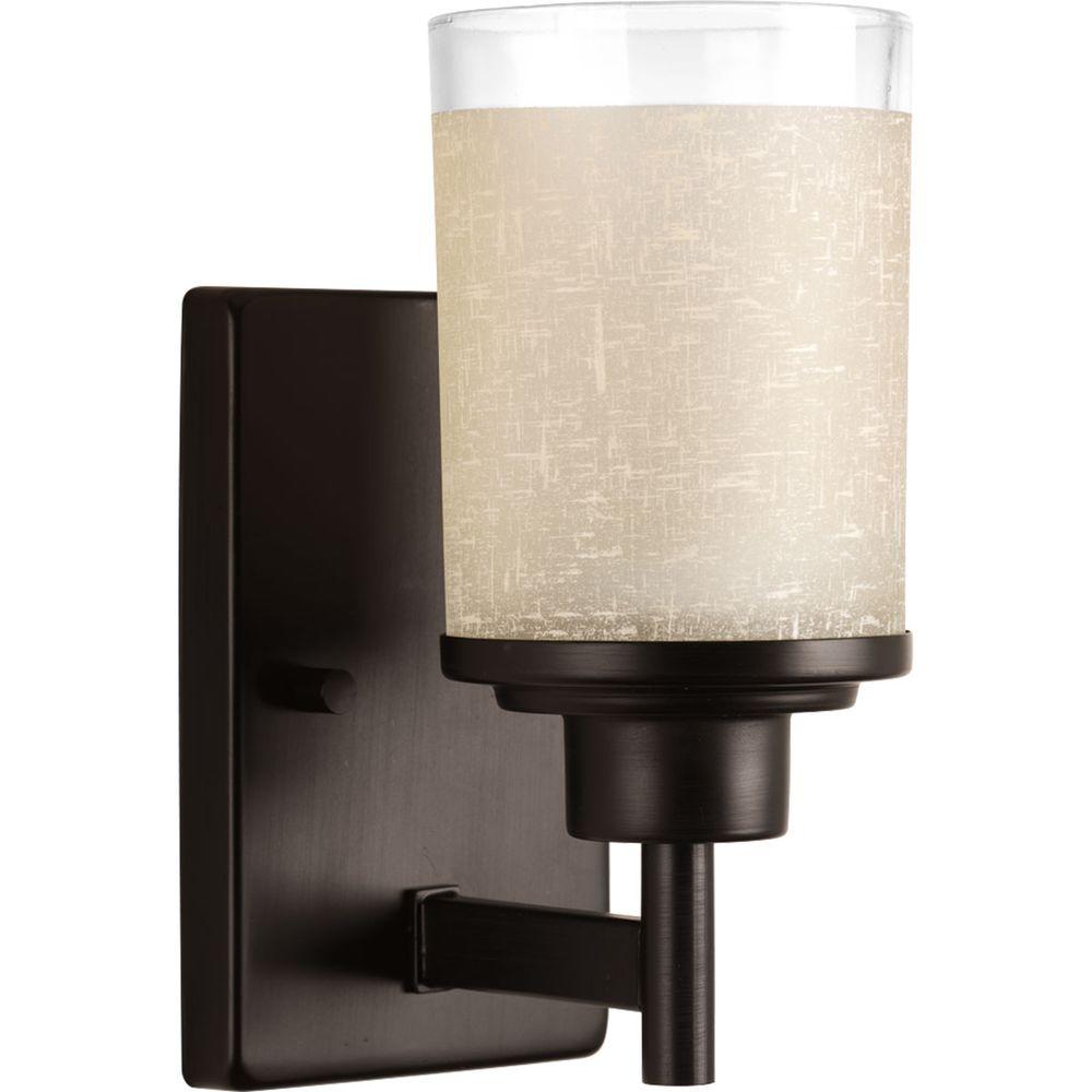 Progress Lighting Alexa Collection 1 Light Antique Bronze Bath Sconce With Etched Umber Linen Gl Shade Progress Lighting Alexa Collection 1 Light Antique Bronze Bath Sconce With Etched Umber Linen Gl Shade
