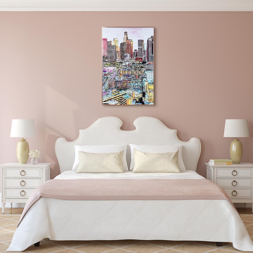 City View Colorful Drawing On Reverse Printed Art Glass And