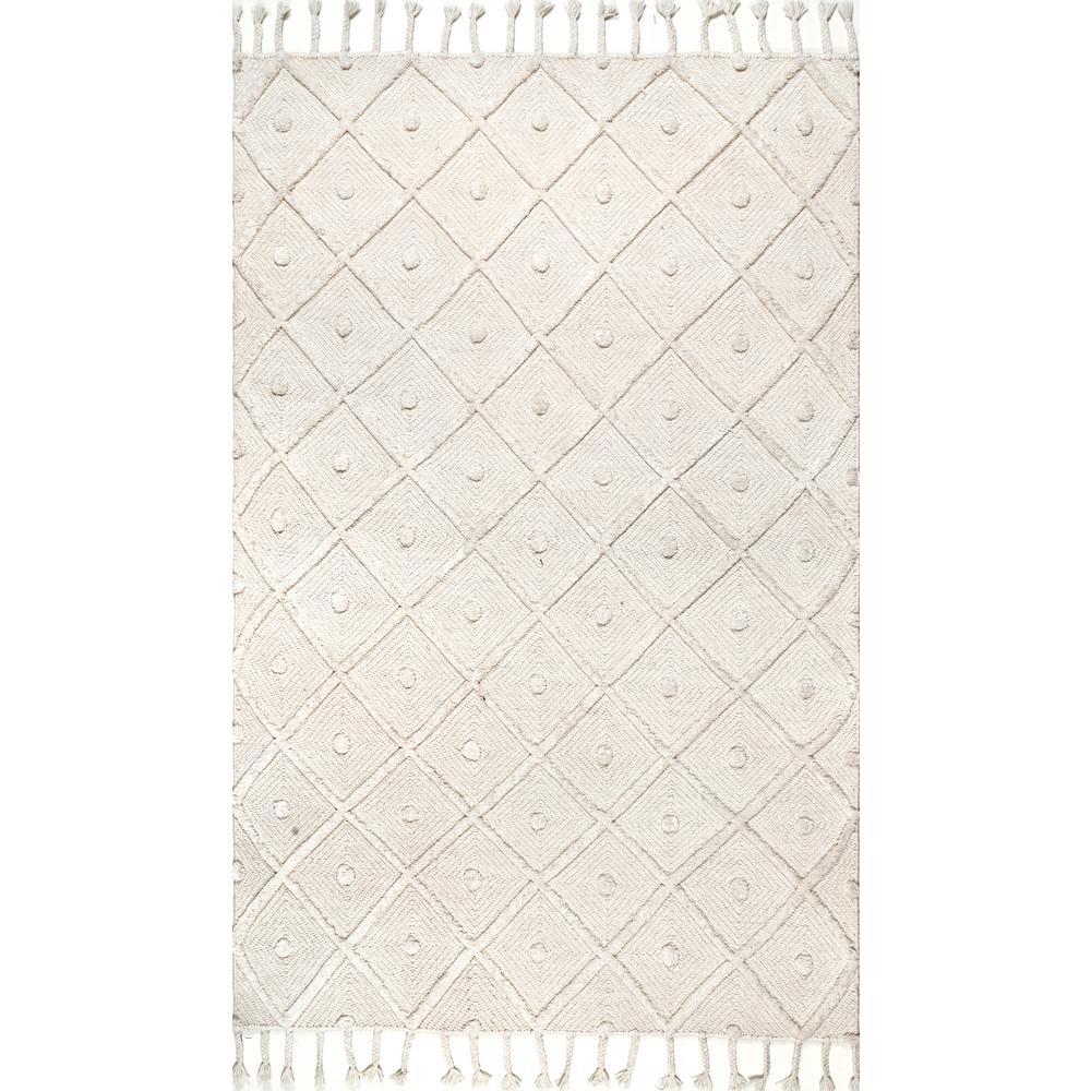 nuLOOM Trellis Tassel Jinny Ivory 3 ft. x 5 ft. RugAPPE01A305 The