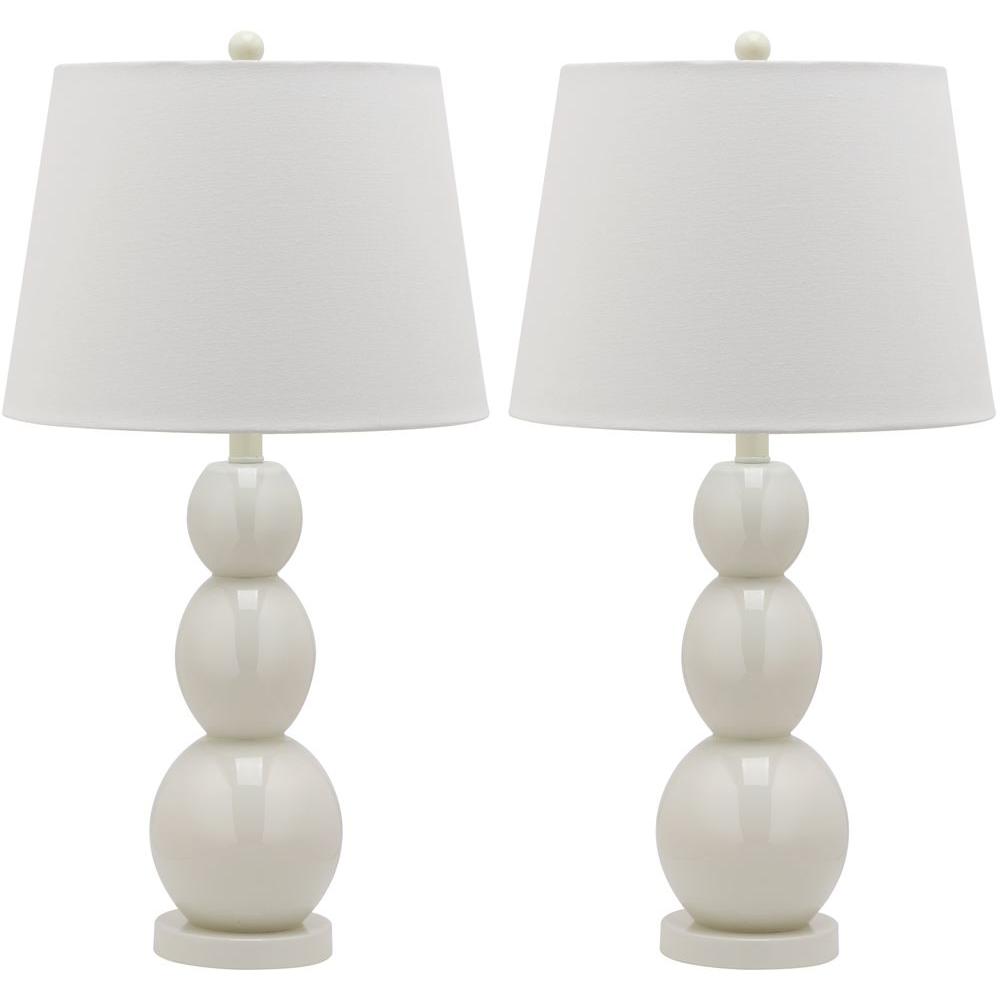 Safavieh Jayne 27.5 in. White Three Sphere Glass Lamp (Set of 2