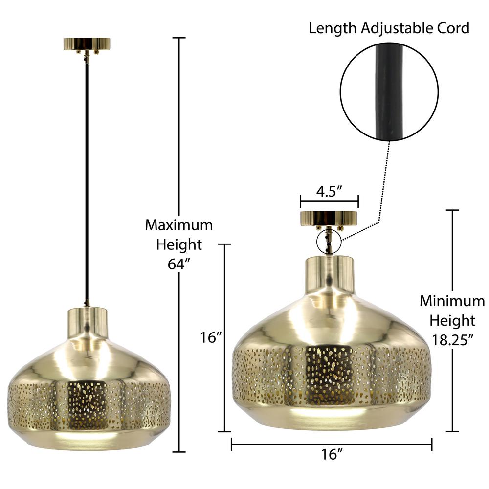 Sorrento 1-Light Gold Hanging Pendant with Metal Shade