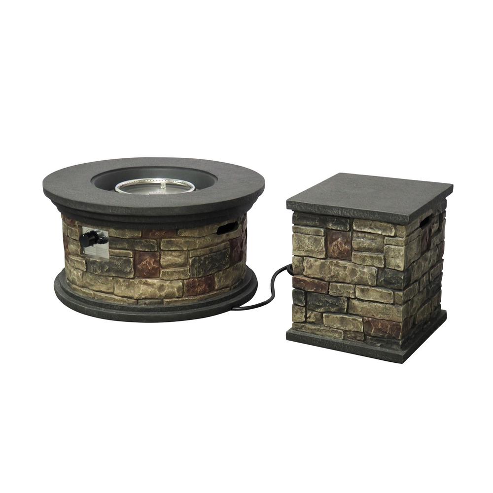 Noble House Chesney 16.25 in. x 19.75 in. Round Concrete Propane Fire