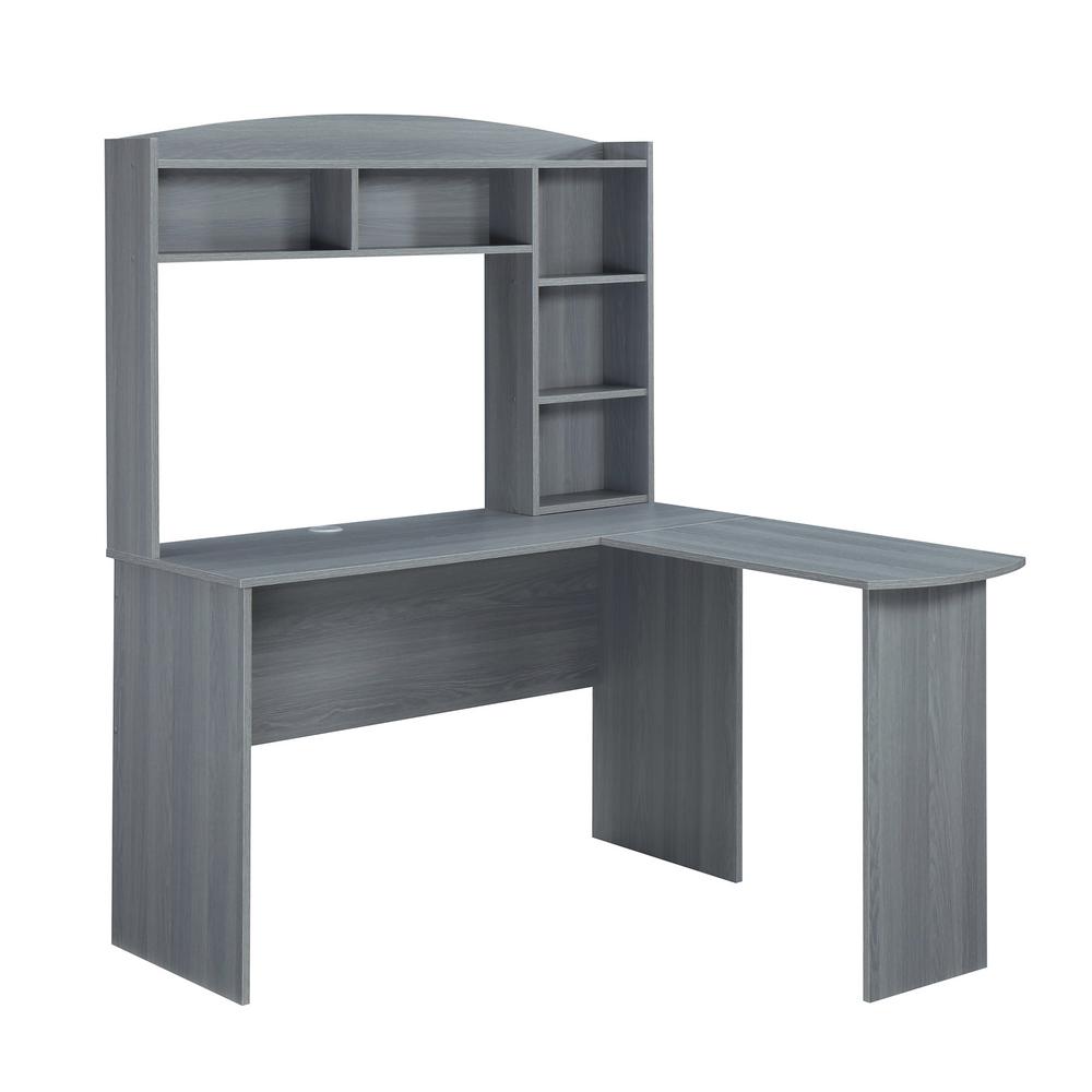 Techni Mobili Modern Grey L Shaped Desk With Hutch Rta 8410 Gry