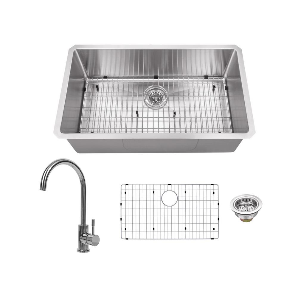 Ipt Sink Company Radius Undermount Stainless Steel 30 In Single Ipt Sink Company Radius Undermount Stainless Steel 30 In Single Bowl Kitchen With Gooseneck Faucet