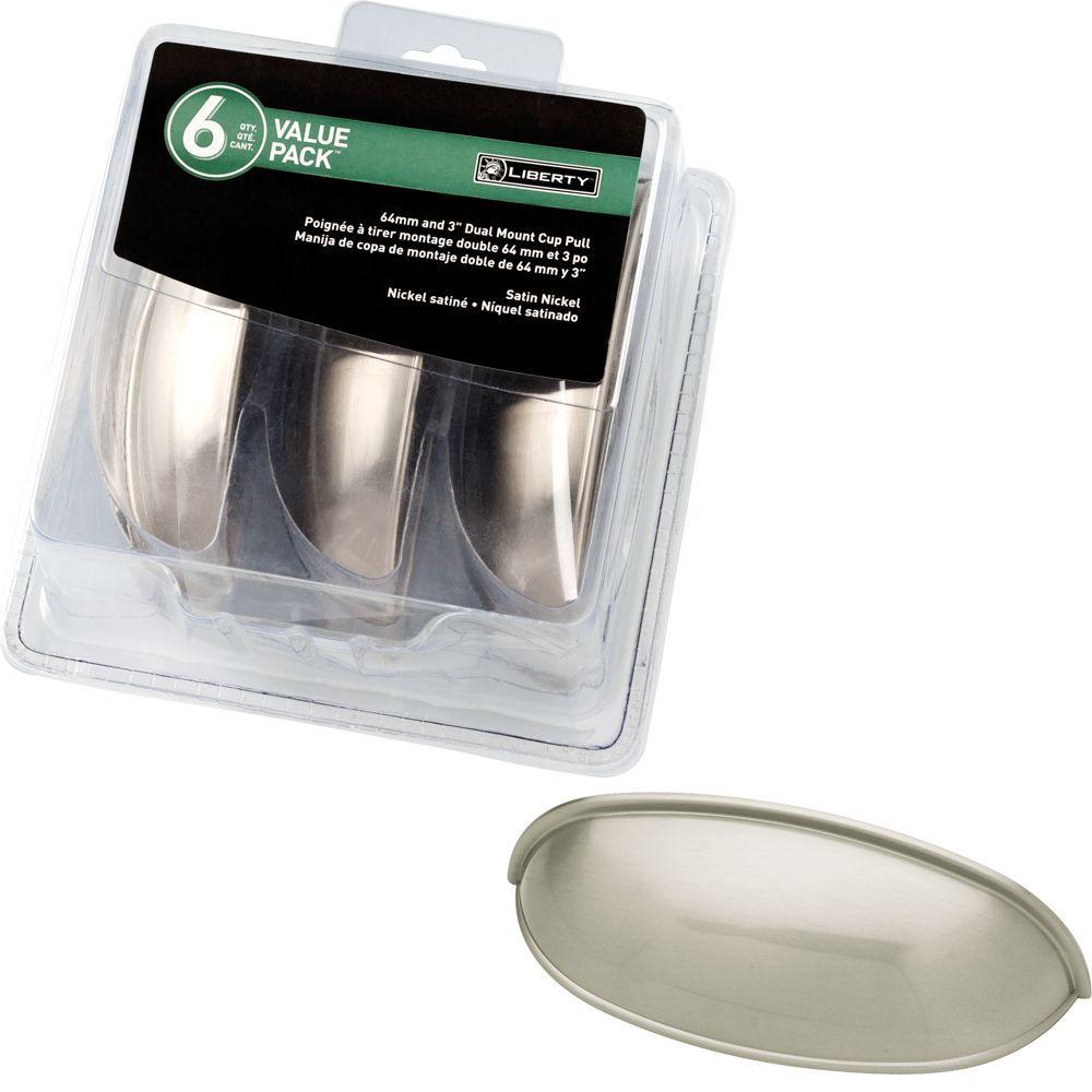 drawer cup pulls pull nickel liberty cabinet satin dual mount pack 76mm sn u1 hardware homedepot