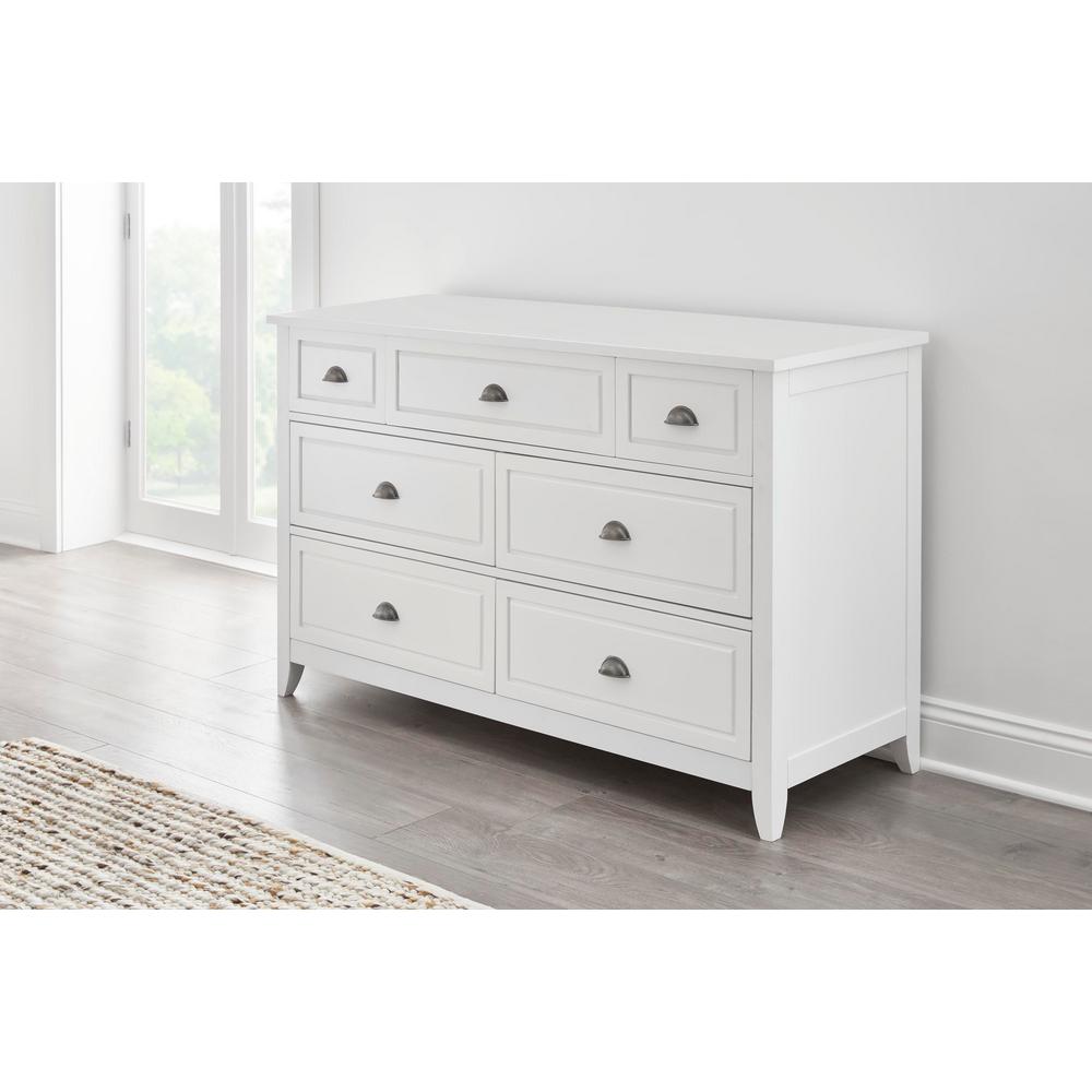 Stylewell Cordale White Wood 7 Drawer Dresser With Cup Pull