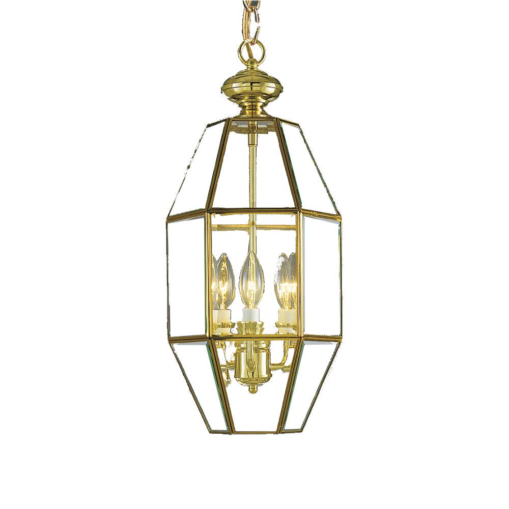 Volume Lighting 3 Light Interior Indoor Polished Brass Hanging Volume Lighting 3 Light Interior Indoor Polished Brass Hanging Chandelier With Clear Beveled Glass