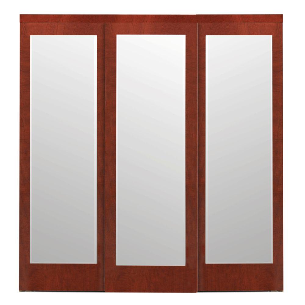 Impact Plus 90 In X 80 Mir Mel Cherry Mirror Solid Core Mdf 90 In X 80 Mir Mel Cherry Mirror Solid Core Mdf Interior Closet Sliding Door With Matching Trim