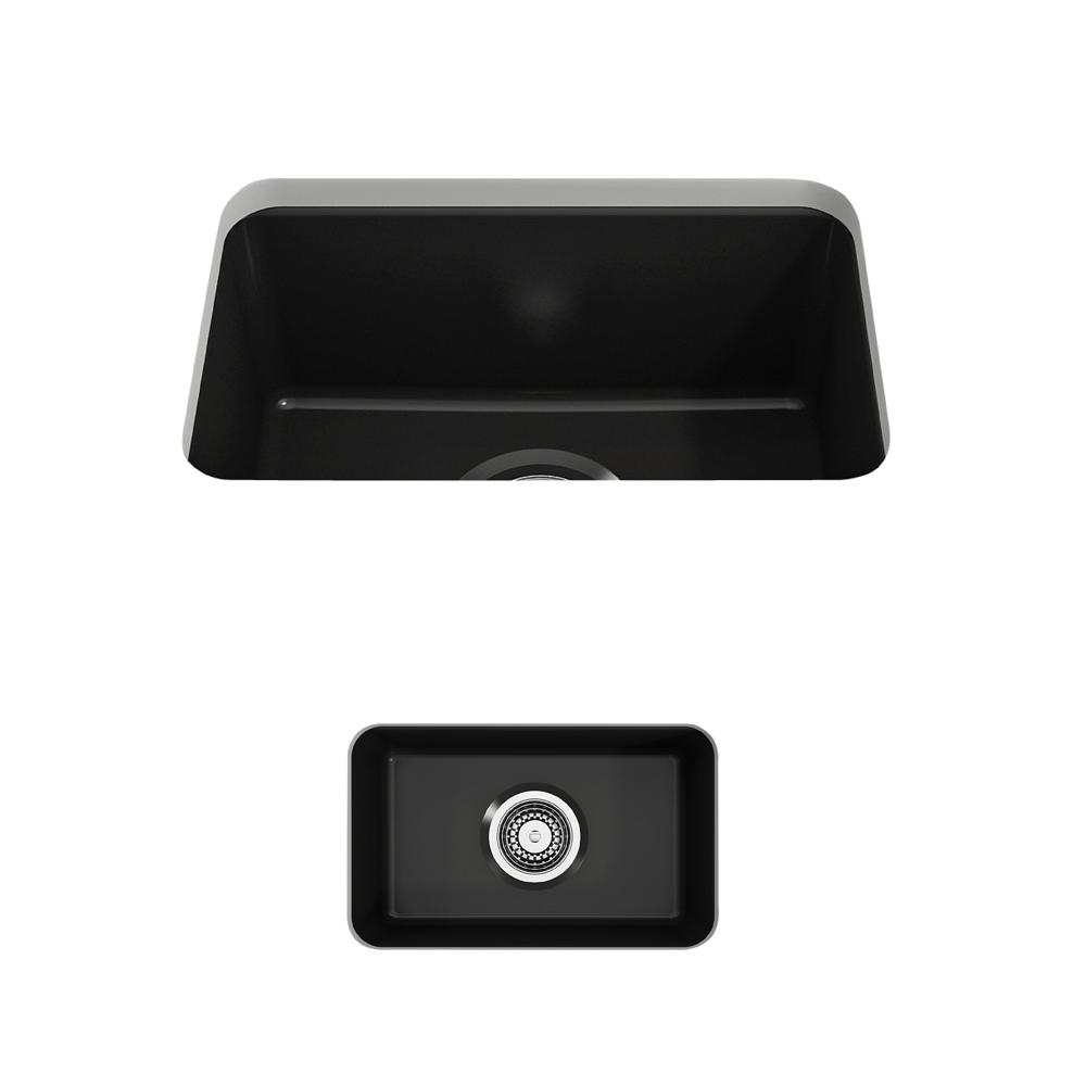 Bocchi Sotto Undermount Fireclay 12 In Single Bowl Kitchen Sink With Strainer Matte Black