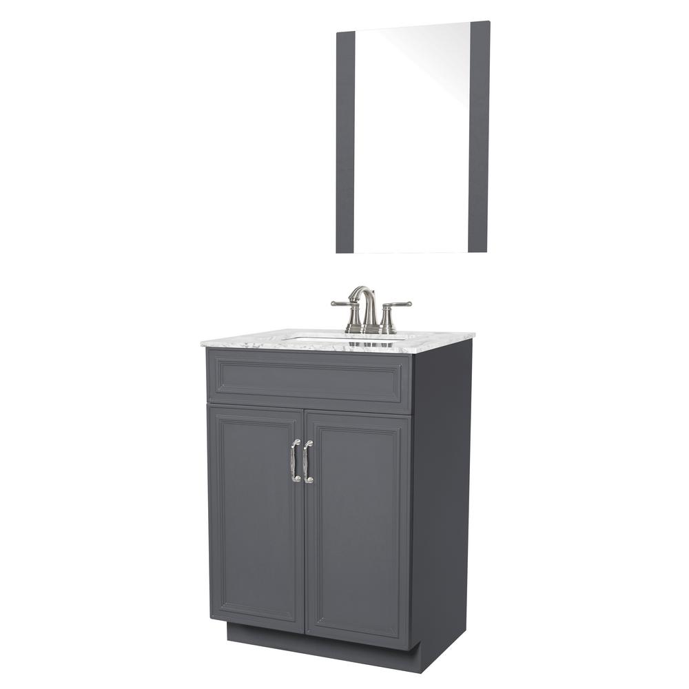 Sheffield Home Colette 24 In W X 19 D Bath Vanity Gray With Sheffield Home Colette 24 In W X 19 D Bath Vanity Gray With Engineered Stone Top White Basin And Mirror