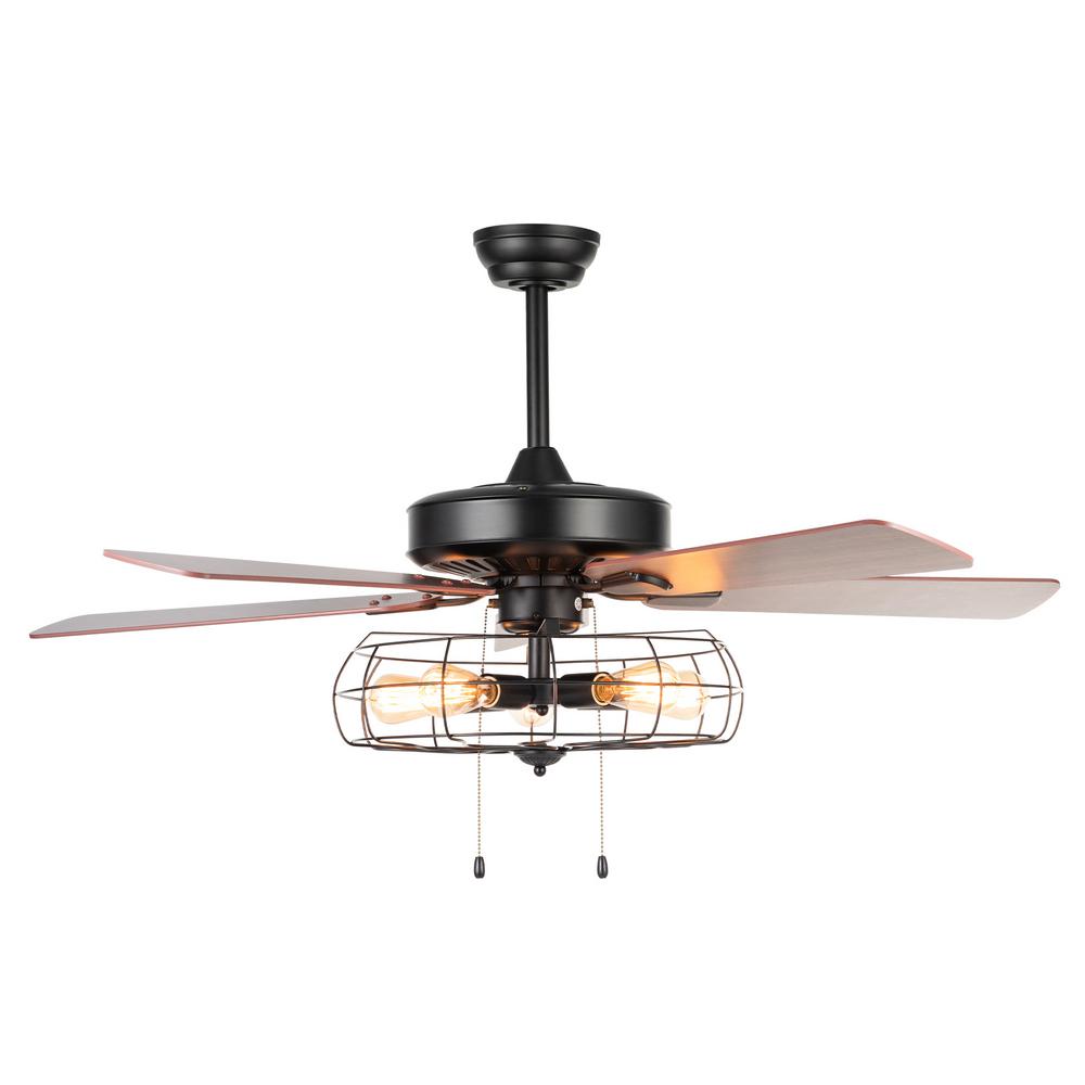 Merra 52 In Walnut Cage Ceiling Fan With 5 Lights Reversible Blades Cfn 3309 Bk Bnhd 1 The Home Depot - Ceiling Fans With 5 Lights Merra 52 In Walnut Cage Ceiling Fan With 5 Lights Reversible Blades Cfn 3309 Bk Bnhd 1 The Home Depot - Ceiling Fans With 5 Lights
