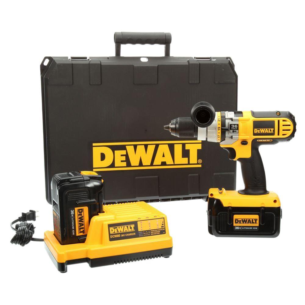 DEWALT 36Volt MAX LithiumIon 1/2 in. Cordless Hammer Drill/Driver Kit