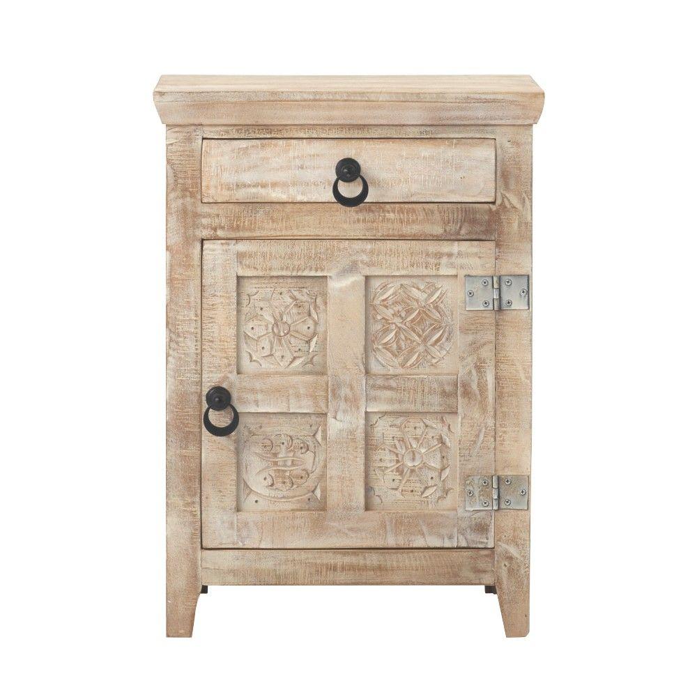 Home Decorators Collection Print Block 1 Drawer Whitewash Nightstand 1473000470 The Home Depot