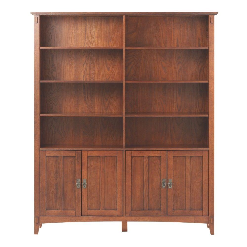 Home Decorators Collection Artisan Medium Oak Storage Open Bookcase ...