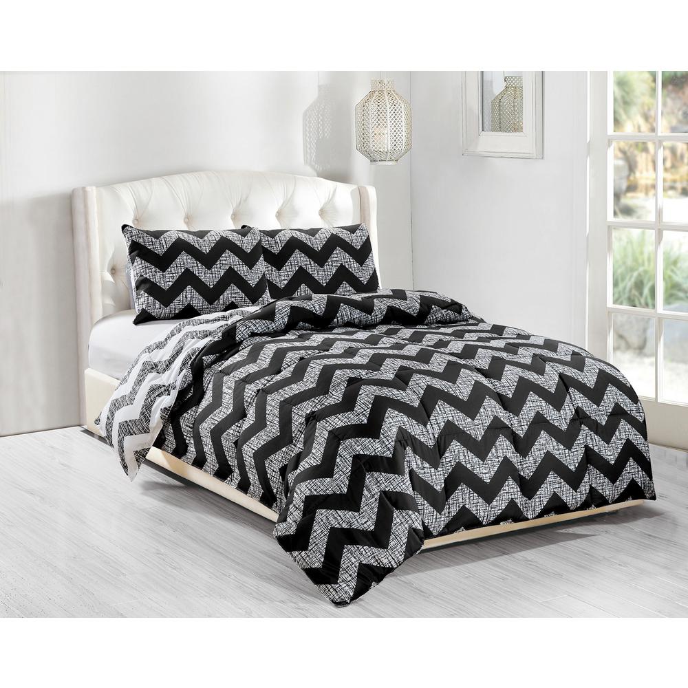 Duck River Wyatt 3 Piece Black Full Queen Comforter Set Wyat