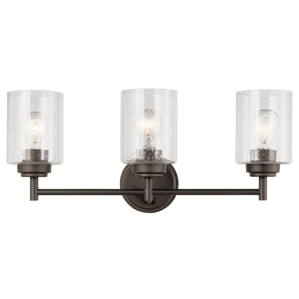 KICHLER Winslow 3Light Olde Bronze Vanity Light with Clear Seeded