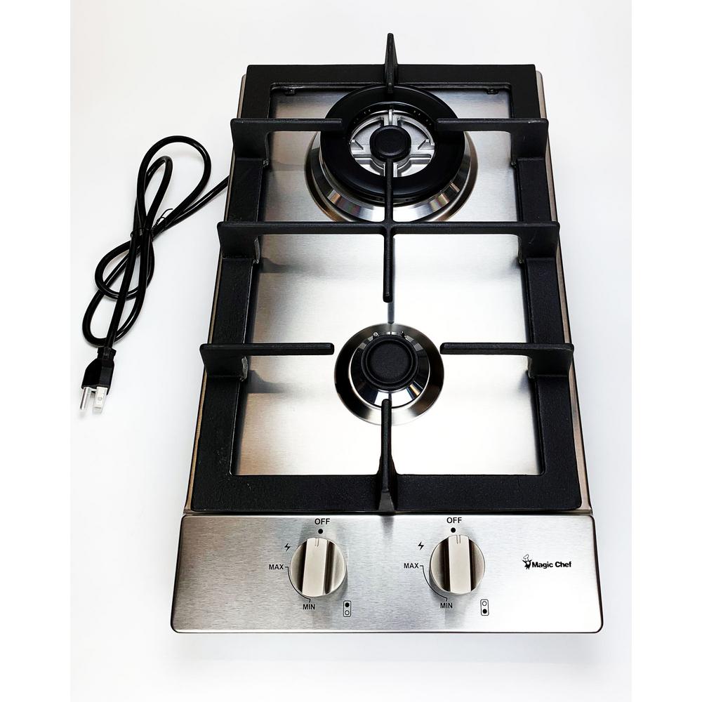 Magic Chef 12 in. Gas Cooktop in Stainless Steel with 2 Burners