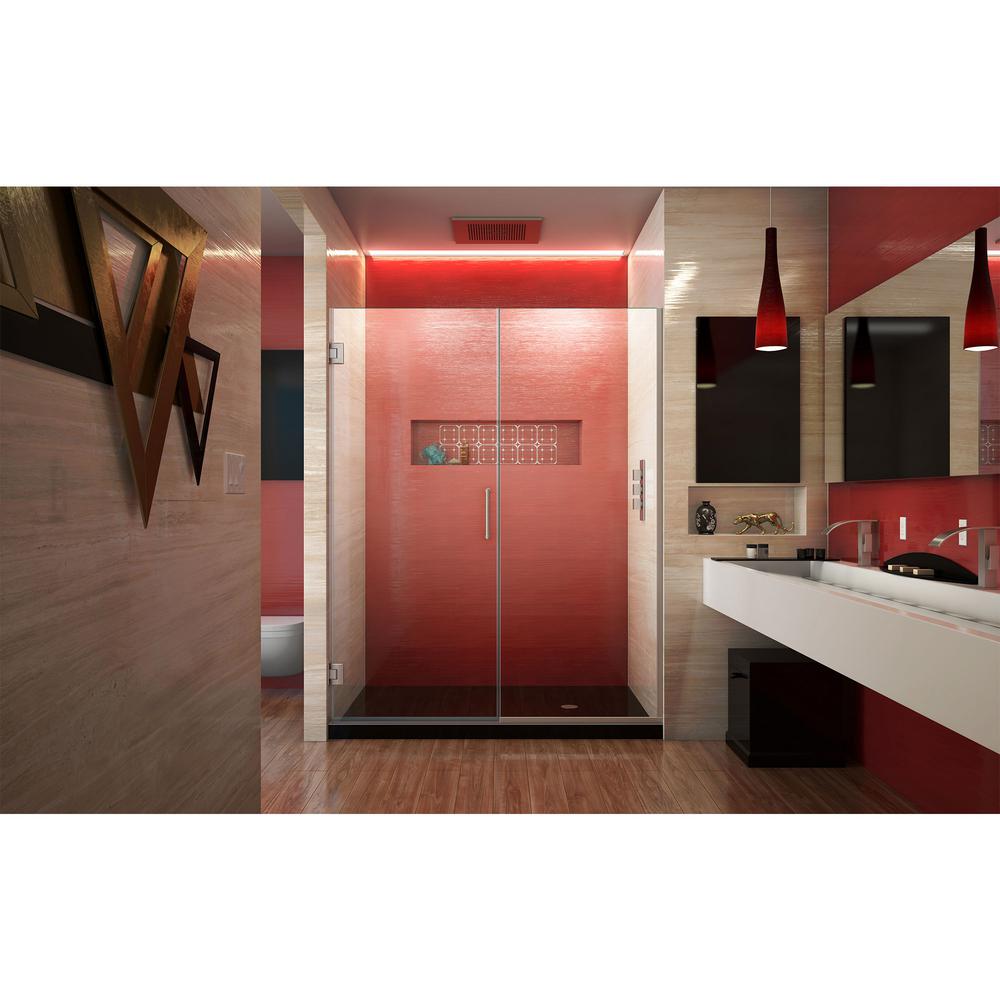 Dreamline Unidoor Plus 58 To 58 5 In X 72 In Frameless Hinged Shower Door In Brushed Nickel Shdr 245807210 04 The Home Depot
