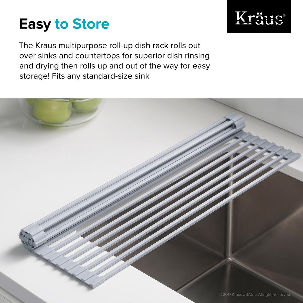 Kraus 20 5 In Over Sink Roll Up Dish Drying Rack In Black Krm