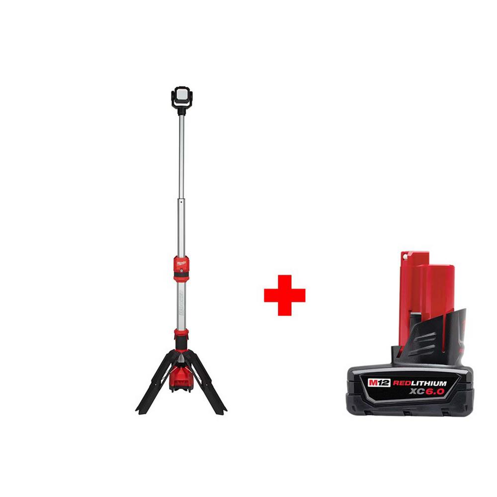 Milwaukee M12 12V 1400L ROCKET LED Stand Light w/6.0 Ah Battery
