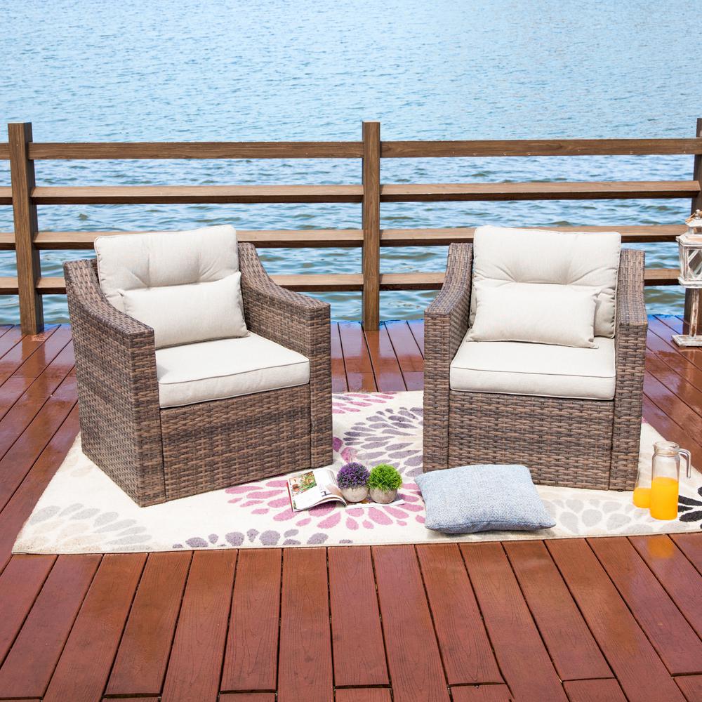 Patio Festival Removable Cushions Wicker Outdoor Lounge Chair with