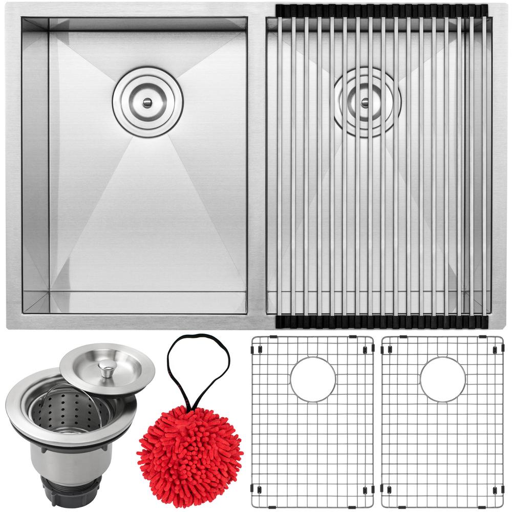 Ticor Pacific Zero Radius Undermount Series 16 Gauge Stainless Steel Ticor Pacific Zero Radius Undermount Series 16 Gauge Stainless Steel 29 In Double Basin