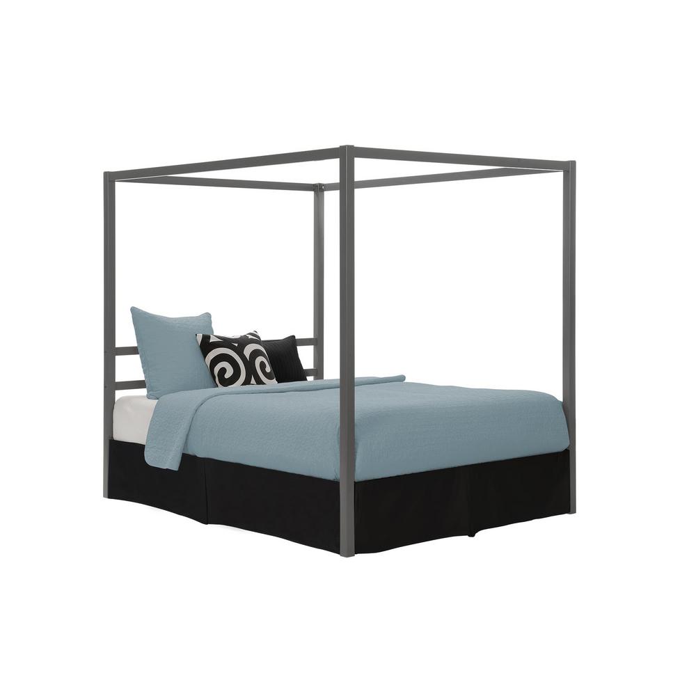 DHP Modern Canopy Metal Queen Size Bed Frame in Gunmetal Grey 5584296