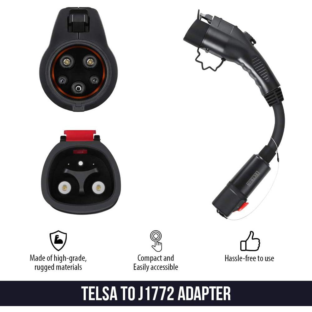 Lectron Tesla To J1772 Adapter For Electric Vehicle Chargers Max 40a 250v Compatible With Tesla Destination Charger Black Teslaj1772blkusa The Home Depot