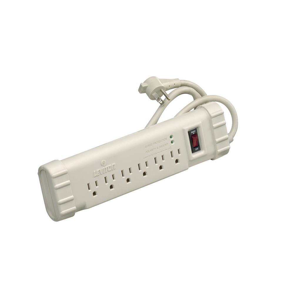 Leviton 15 Amp Office Grade Surge Protected 6Outlet Power Strip, 1010
