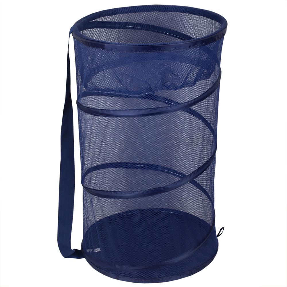 Blue Hampers Laundry Room Storage The Home Depot Blue Collapsible Mesh Laundry Hamper