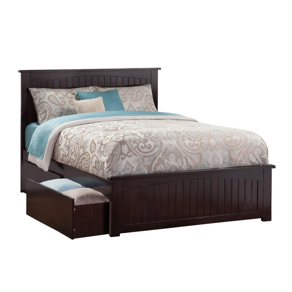 Black Cottage Panel Headboard Beds Headboards Bedroom Nantucket Espresso Queen Platform Bed With Matching Foot Board 2 Urban Drawers