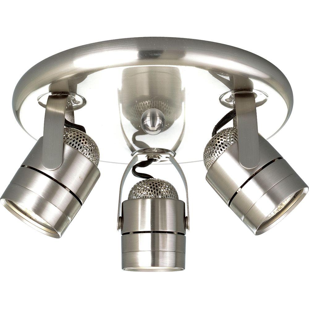 Progress Lighting 3 Light Brushed Nickel Kitchen Spotlight Fixture