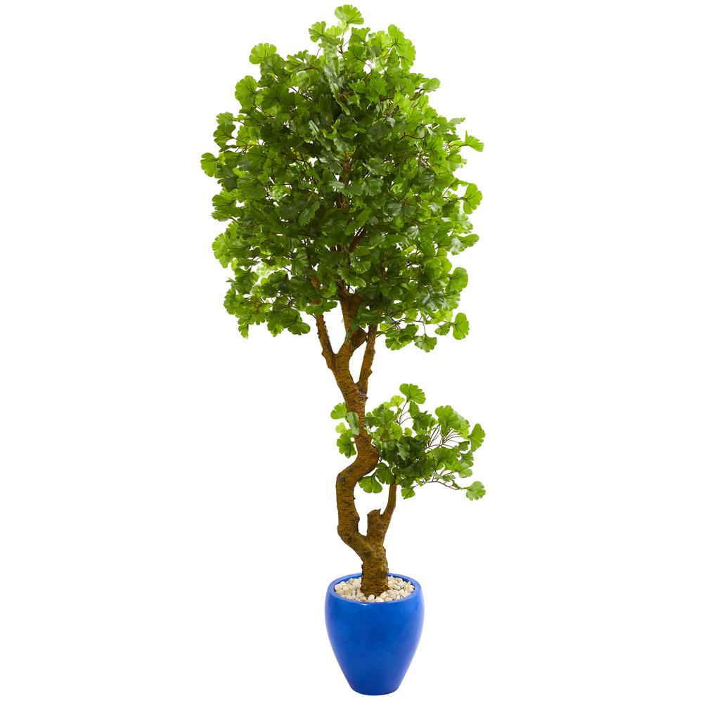 Nearly Natural Indoor/Outdoor 6 ft. Jingo Artificial Tree in Blue
