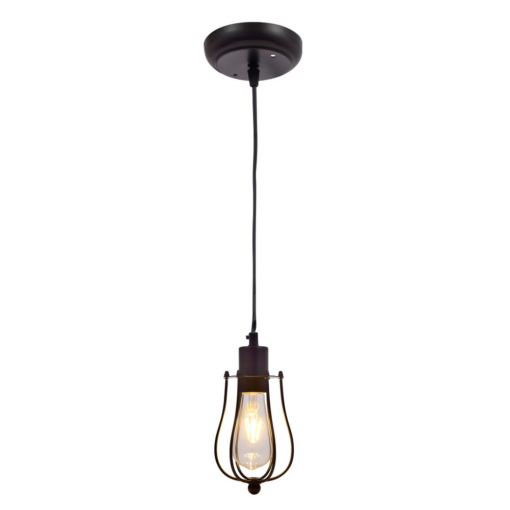 Sylvania 1 Light Antique Black Ceiling Cage Pendant With Edison Led Light Bulb Included