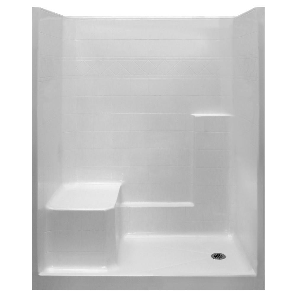 Ella Standard 60 In. X 33 In. X 77 In. 1-Piece Low Threshold Shower ...