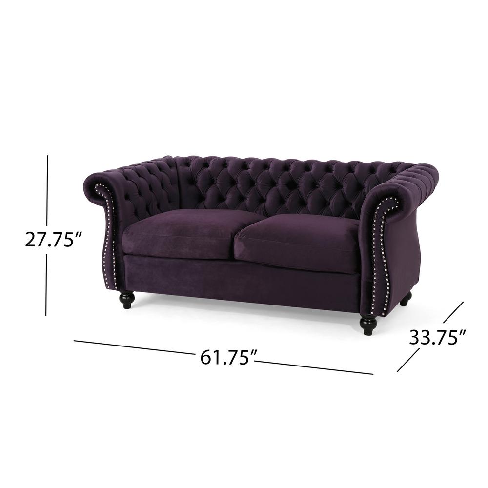 Noble House Somerville Traditional Tufted Blackberry Velvet