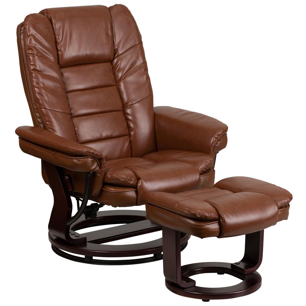 Flash Furniture Contemporary Brown Vintage Leather Recliner And Ottoman ...