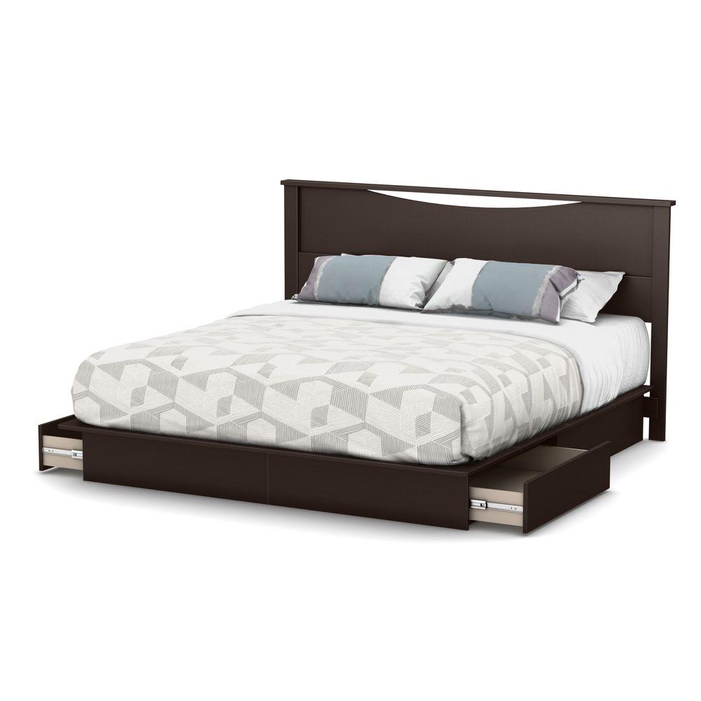 Full Size Black Platform Bed With Headboard