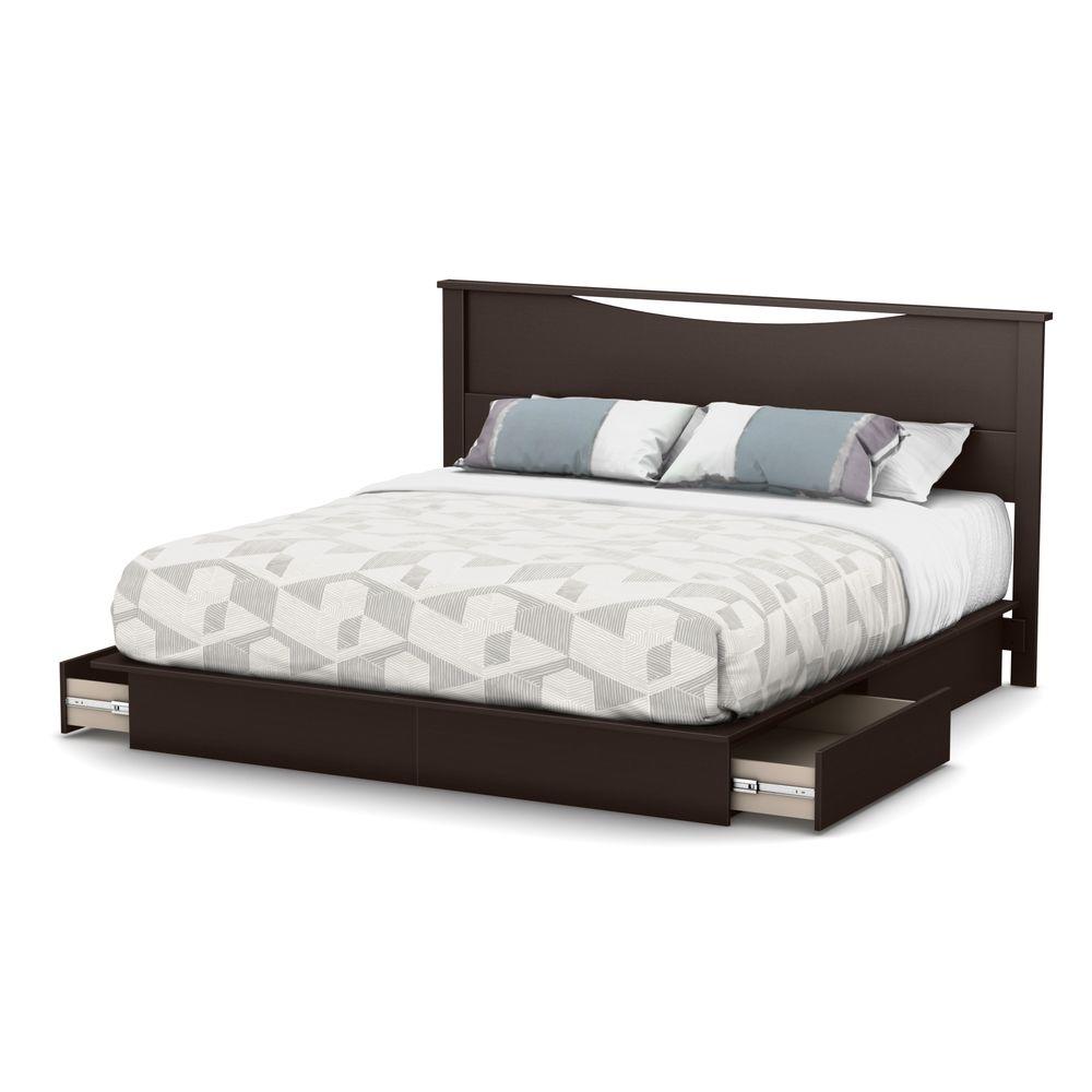South S Step One 2 Drawer King Size Platform Bed In Chocolate South S Step One 2 Drawer King Size Platform Bed In Chocolate 3159237 The Home Depot