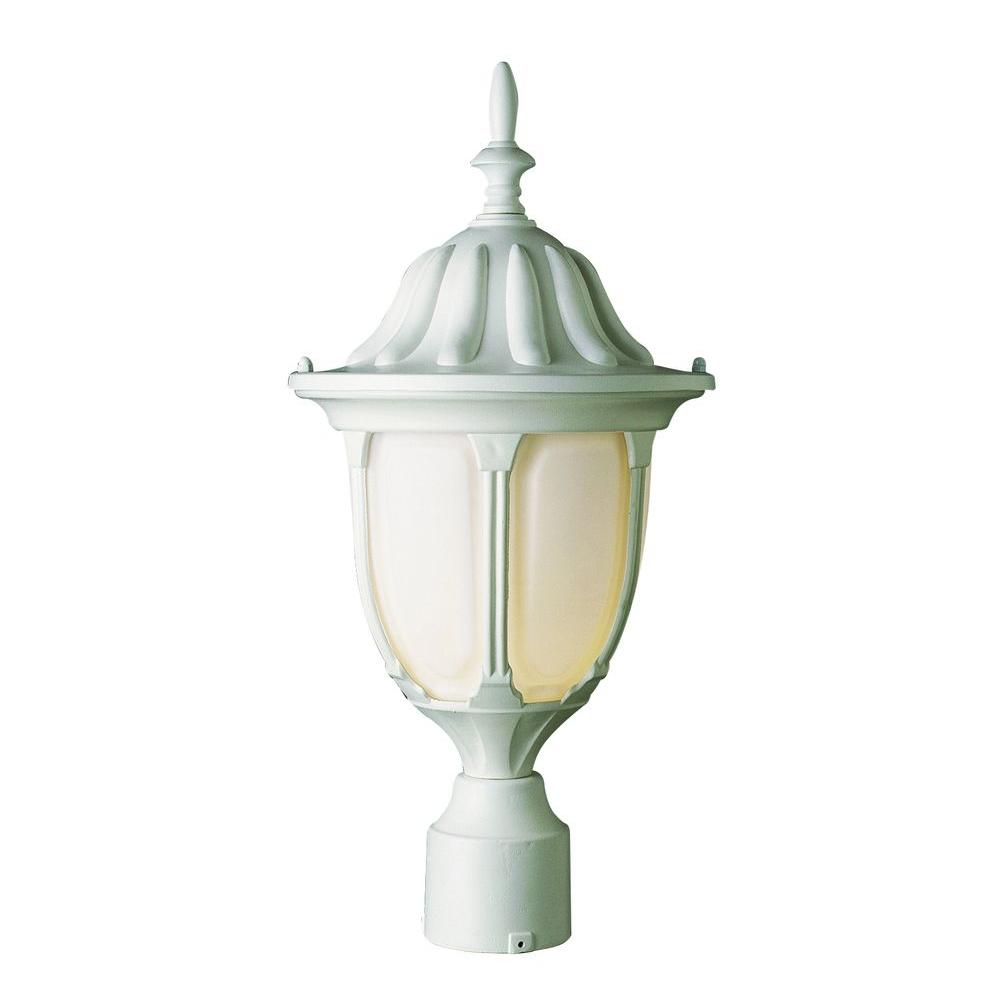 7 36 Outdoor Lighting Accessories The Home Depot Cabernet Collection 1 Light 19 In Outdoor Black Post Lantern With White Opal Shade