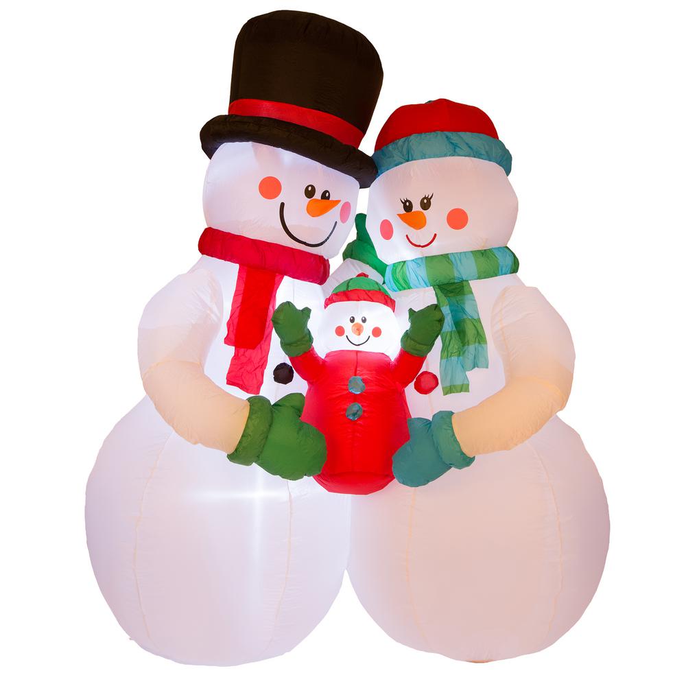 Glitzhome 8 ft. H Lighted Inflatable Snowman Family Decor