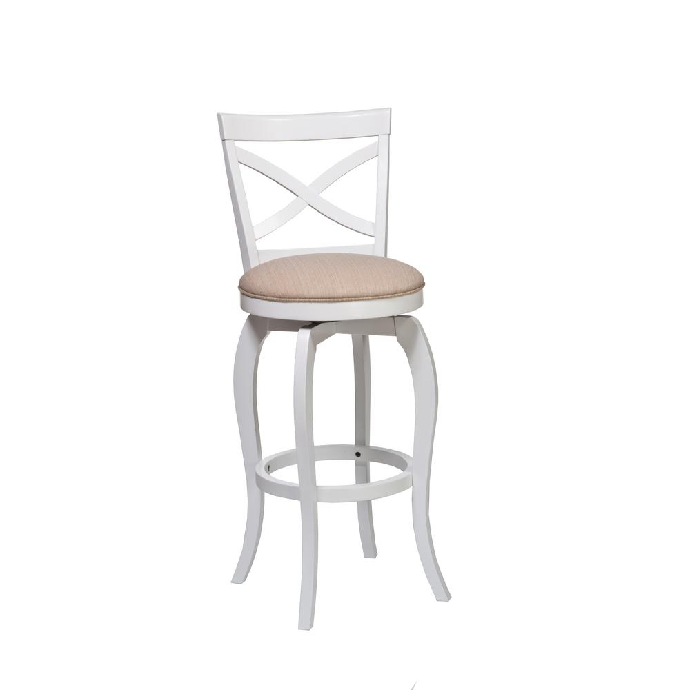 Hilale Furniture Ellendale 31 25 In White Swivel Cushioned Bar White Swivel Cushioned Bar Stool