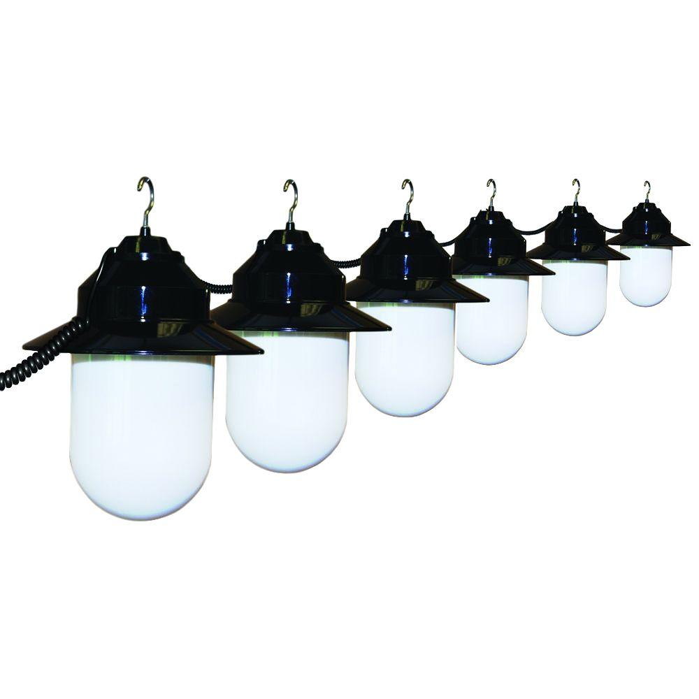 Polymer S 6 Light Outdoor Old Savannah String Lights With 6 Light Outdoor Old Savannah String Lights With Black Housing And White Globes