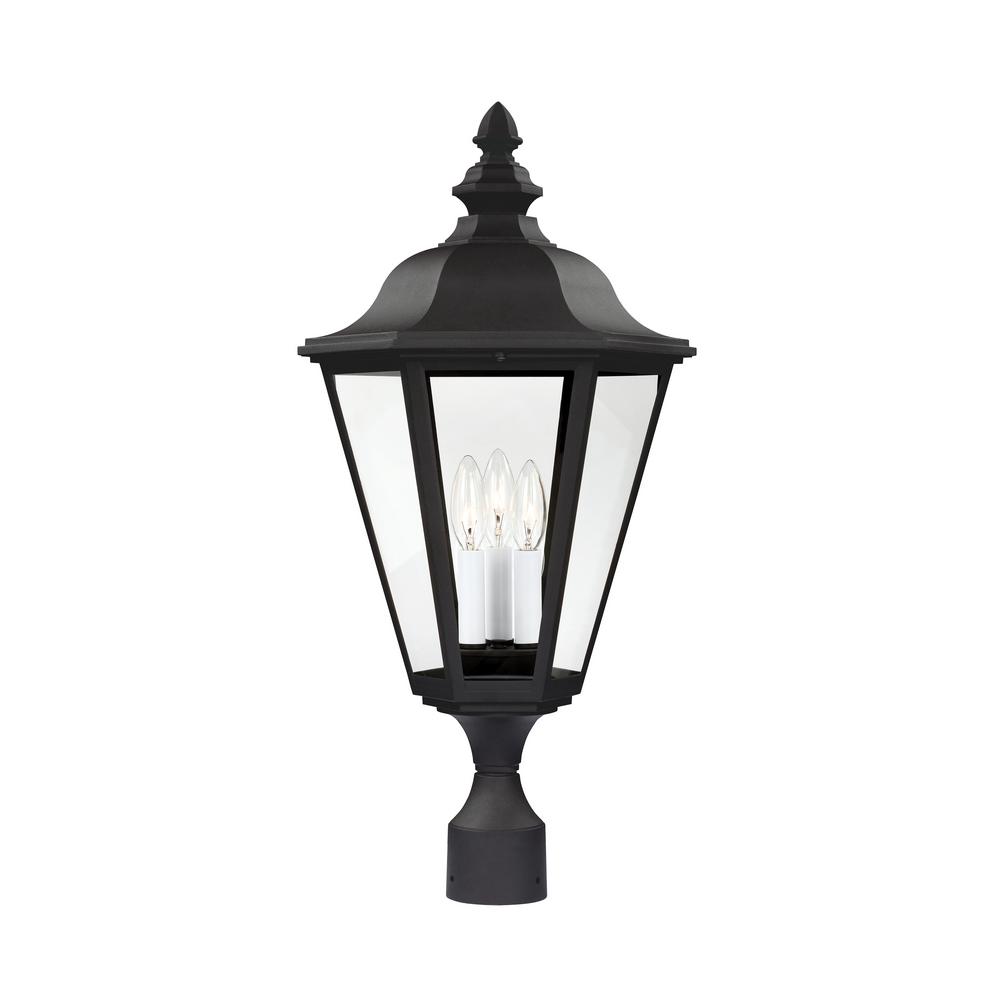 Sea Gull Lighting Brentwood 3Light Outdoor Black Post Light with