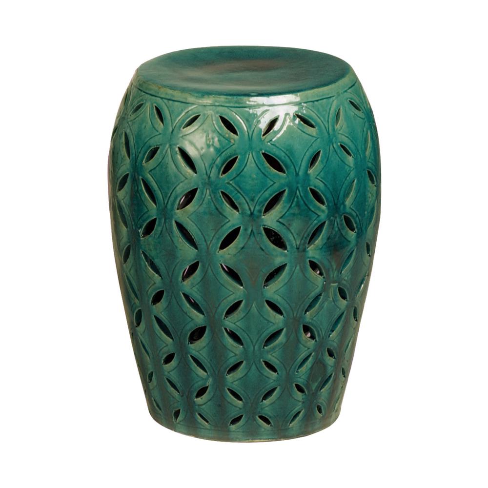 Emissary Lattice Green Ceramic 20 In Garden Stool 12781gn The Home Depot