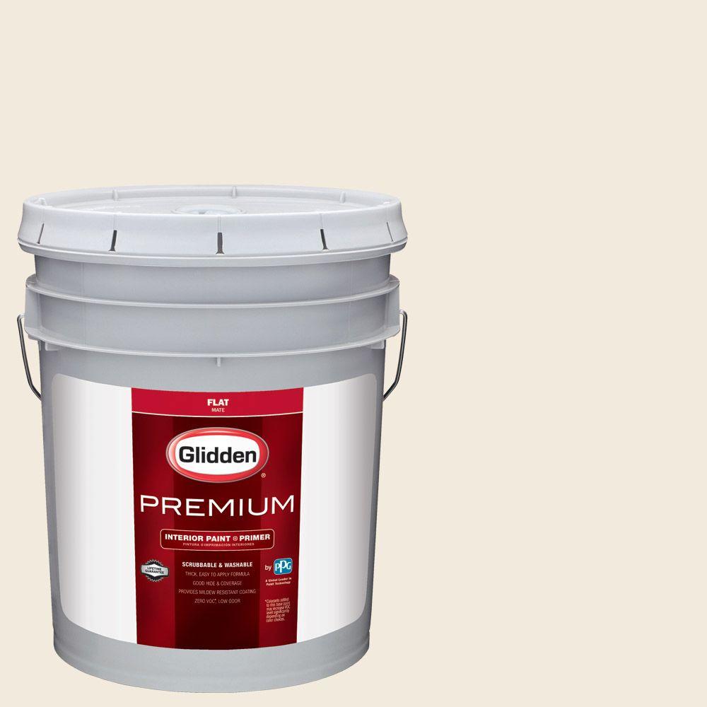 Glidden Premium 5 gal. #HDGO56U Pebble White Flat Interior Paint with ...