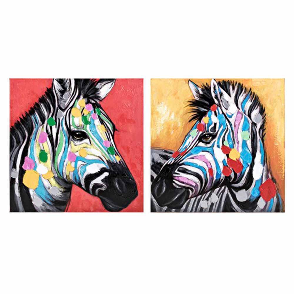 Imax Light Brown Colorful Zebra Wall Art Framed Wall Decor Set Of 2 A0210956 The Home Depot