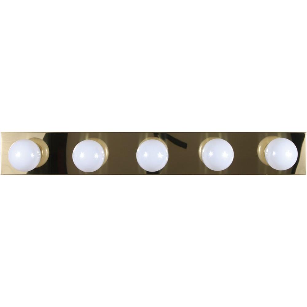 Volume Lighting 5 Light Indoor Polished Brass Movie Beauty Makeup Hollywood Bath Or Vanity Light Bar Wall Mount Or Wall Sconce V1025 2 The Home Depot