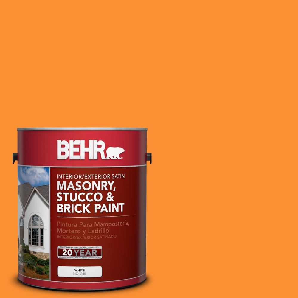 Behr 1 Gal P240 7 Joyful Orange Satin Interior Exterior Masonry P240 7 Joyful Orange Satin Interior Exterior Masonry Stucco And Brick Paint