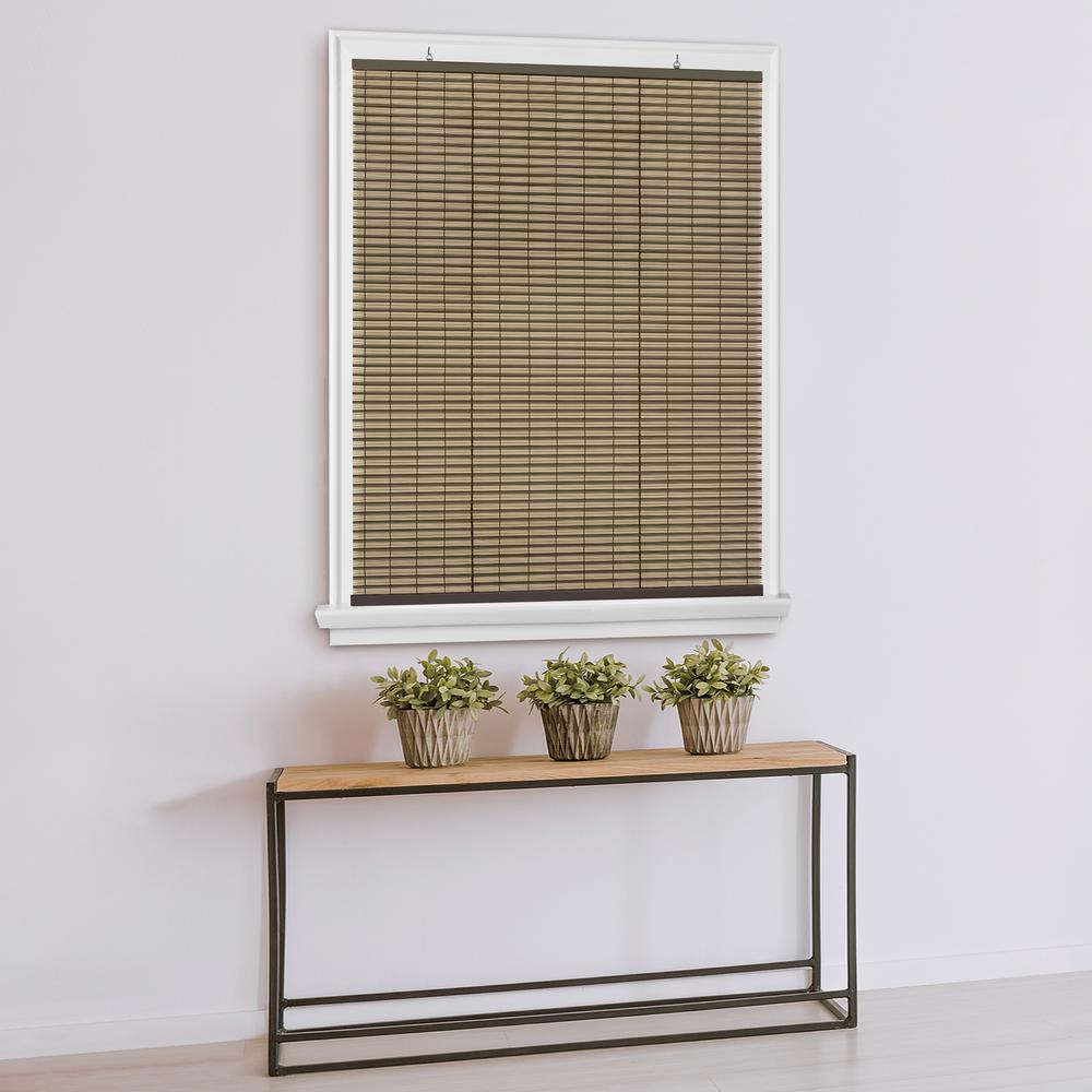 Achim Veranda Cocoa Almond Cordless Light Filtering Vinyl Roll Up Blind With 1 4 In Oval Slats 60 In W X 72 In L Vrco60ca06 The Home Depot